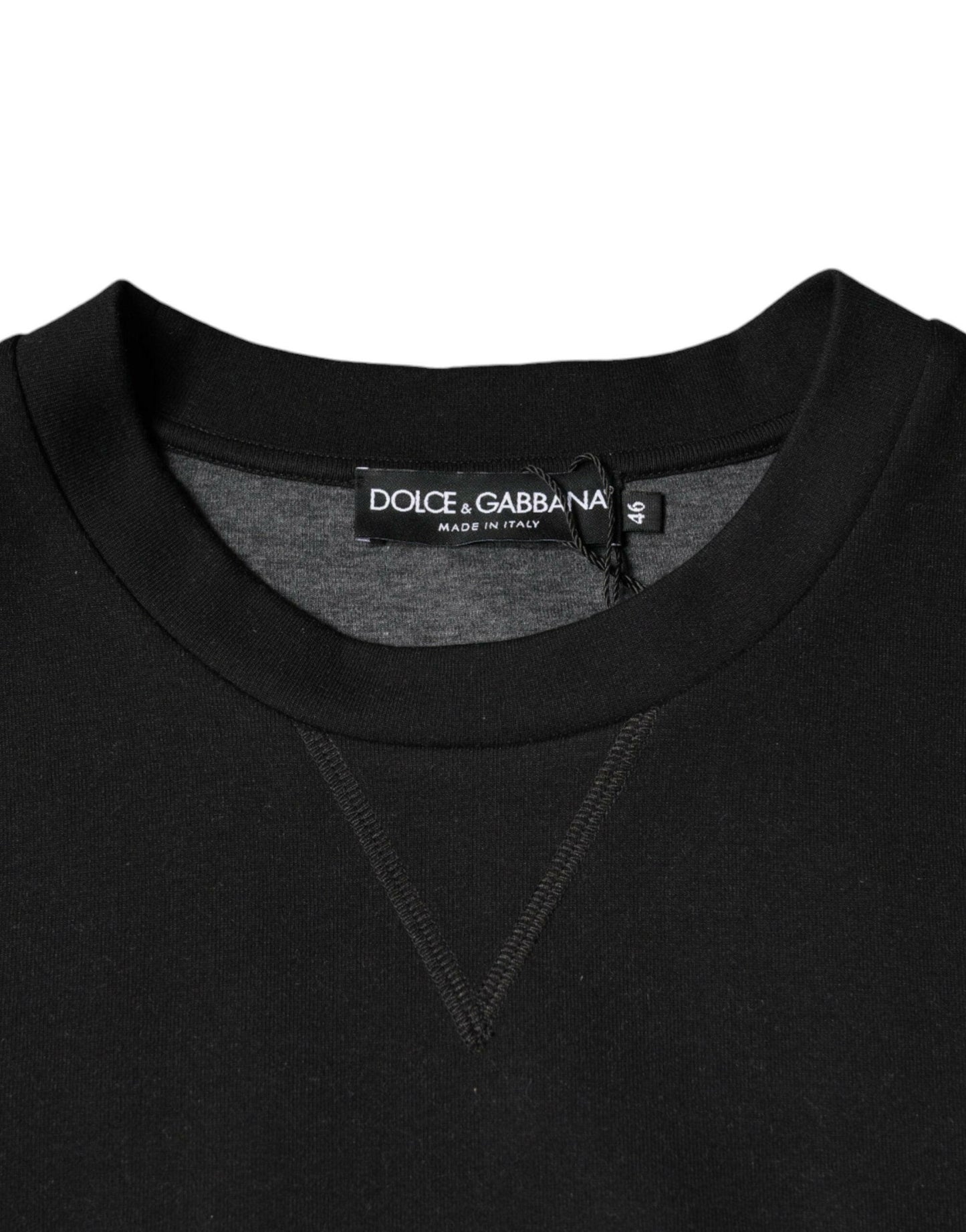Dolce &amp; Gabbana – Schwarzes Sweatshirt mit Rundhalsausschnitt und Logo-Print
