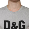 Dolce &amp; Gabbana – Graues T-Shirt mit Rundhalsausschnitt und kurzen Ärmeln und Logo-Print