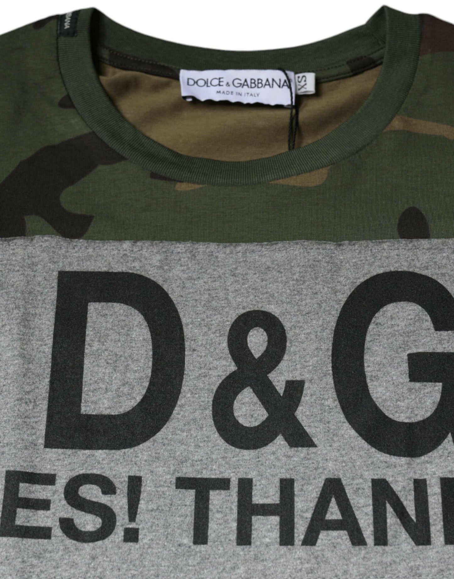 Dolce &amp; Gabbana Mehrfarbiges Camouflage-T-Shirt aus Baumwolle mit Rundhalsausschnitt