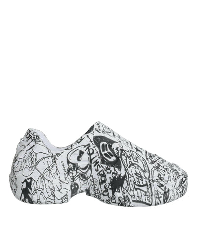 Dolce &amp; Gabbana Daymaster Sneakers mit Graffiti-Muster in Weiß und Schwarz