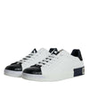 Baskets Portofino en cuir blanc avec logo Dolce &amp; Gabbana