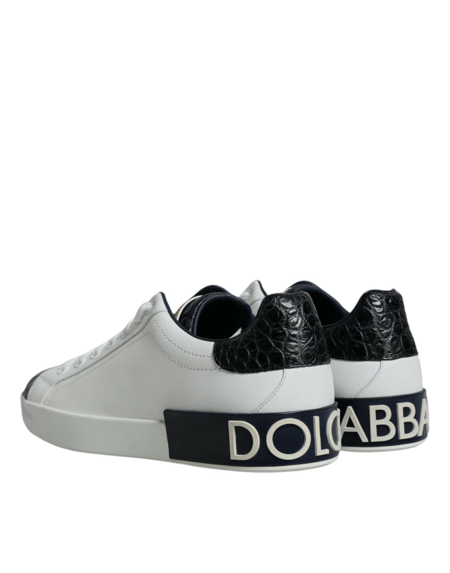 Baskets Portofino en cuir blanc avec logo Dolce &amp; Gabbana