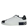 Baskets Portofino en cuir blanc avec logo Dolce &amp; Gabbana