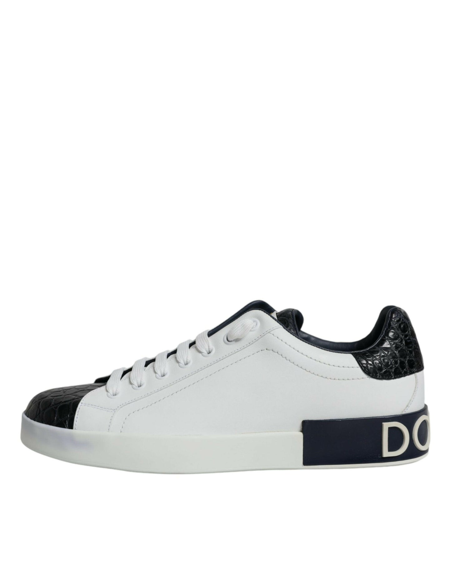 Baskets Portofino en cuir blanc avec logo Dolce &amp; Gabbana