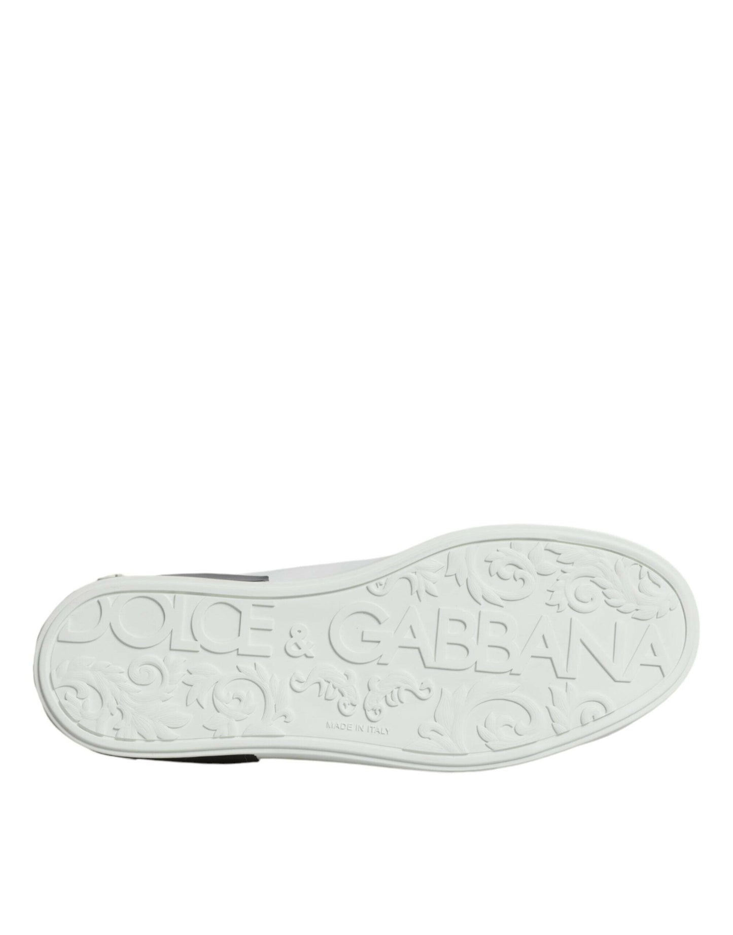 Baskets Portofino en cuir blanc avec logo Dolce &amp; Gabbana