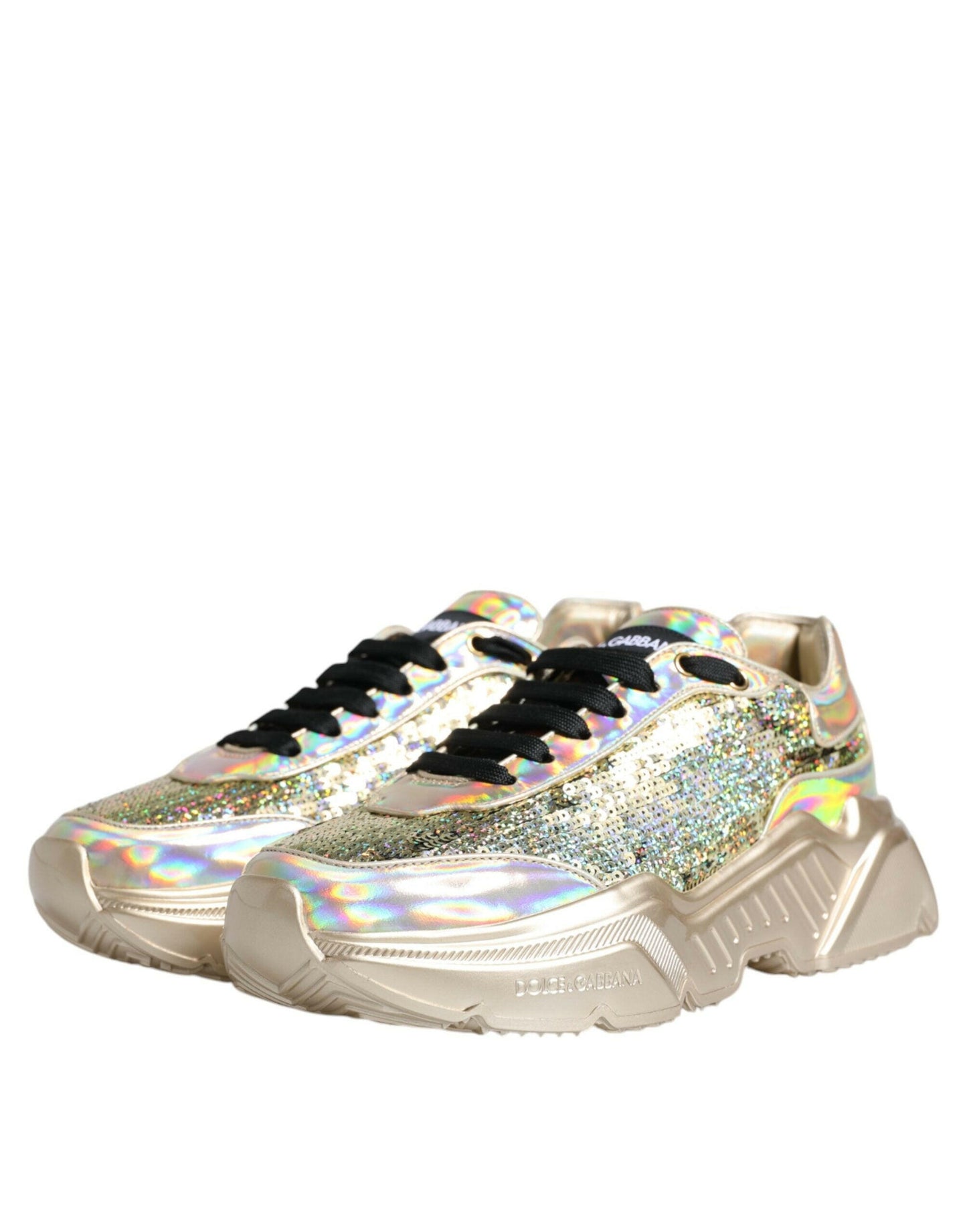 Dolce &amp; Gabbana Daymaster Sneakers mit schillernden Pailletten in Gold