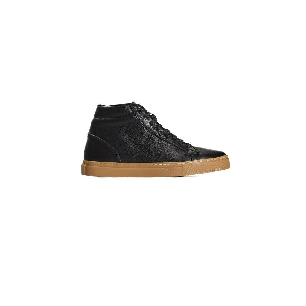 Baskets montantes de luxe Roberto Pepe en cuir de veau noir pour homme