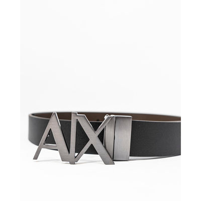 Armani Exchange Black Leather Regular Belt