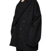 Dolce &amp; Gabbana Schwarze zweireihige Wollmanteljacke für Herren