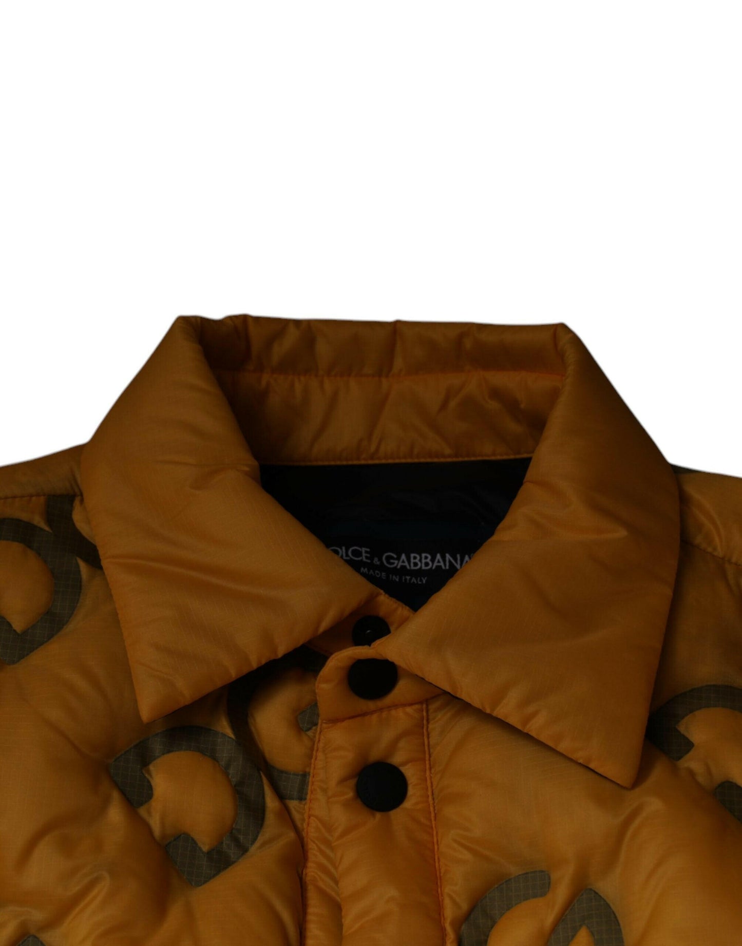 Veste blouson boutonnée matelassée à logo jaune Dolce &amp; Gabbana