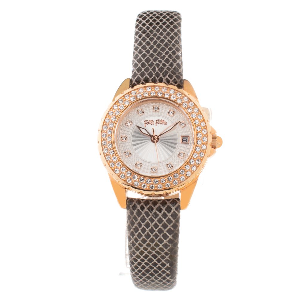 Folli Follie Graue Leder-Dresswatch