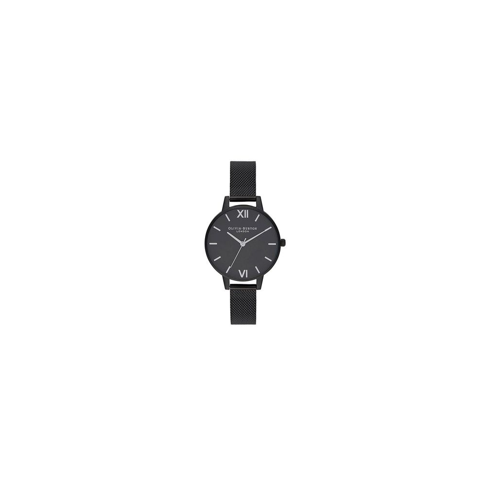 Olivia Burton Schwarze Edelstahl-Dresswatch