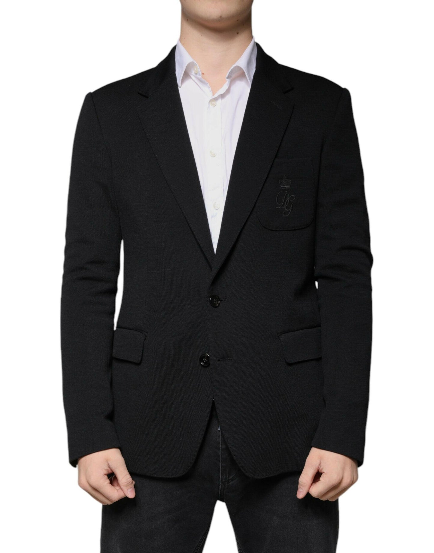 Blazer formel à simple boutonnage en laine noire Dolce &amp; Gabbana