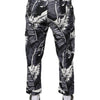 Dolce &amp; Gabbana – Caprihose aus Baumwollstretch mit Bananenblattmuster in Grau