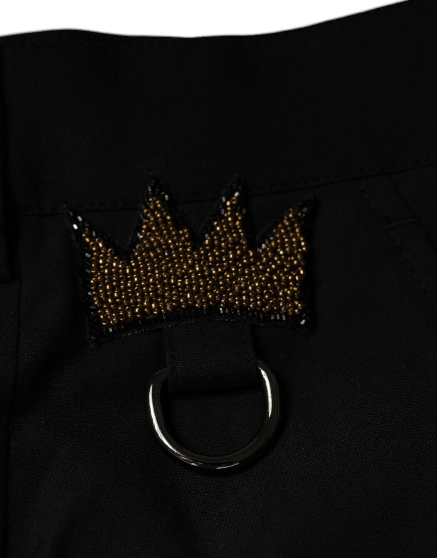 Dolce & Gabbana Black Crown Cotton Dress Pants