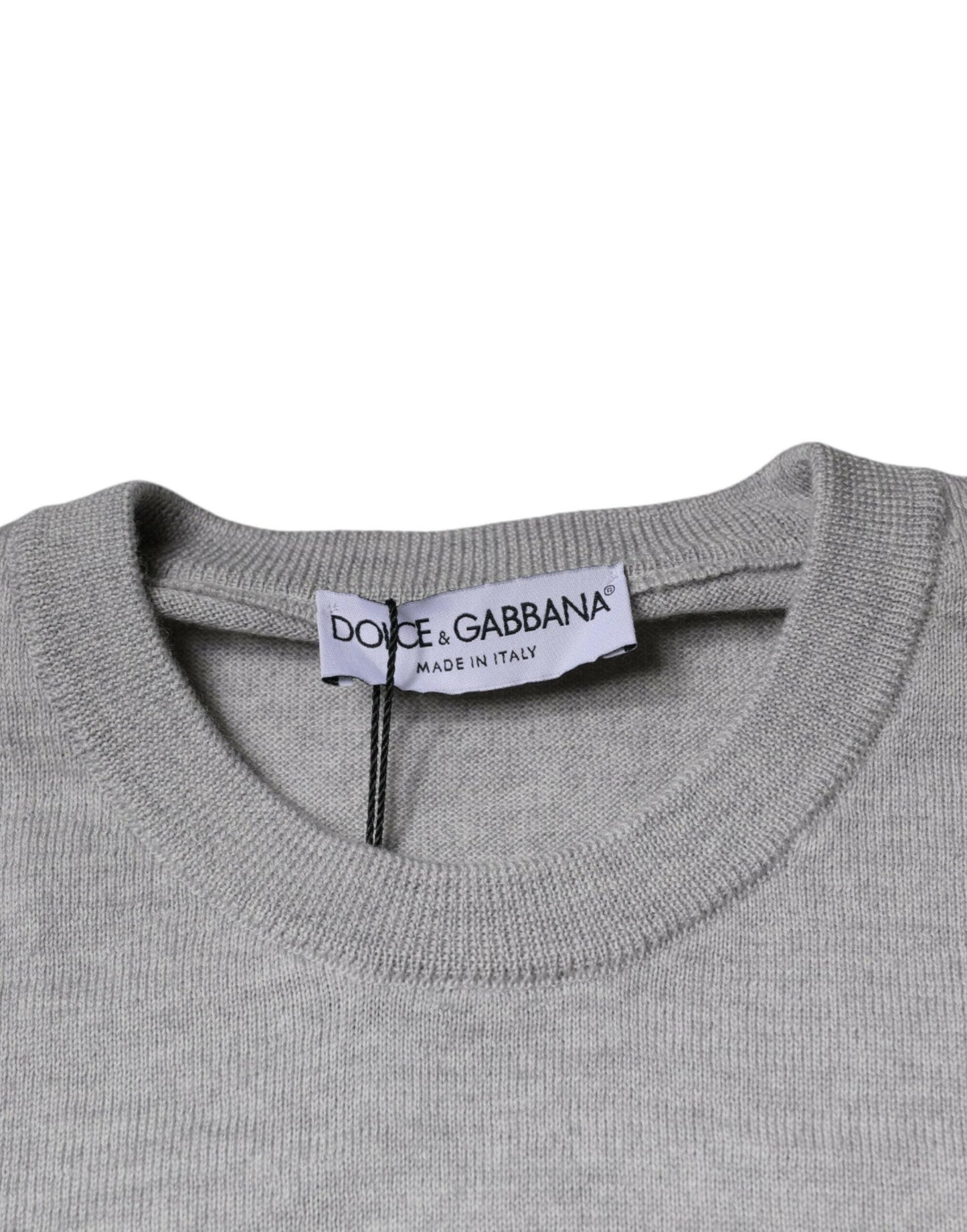 Pull ras du cou en laine gris clair Dolce &amp; Gabbana