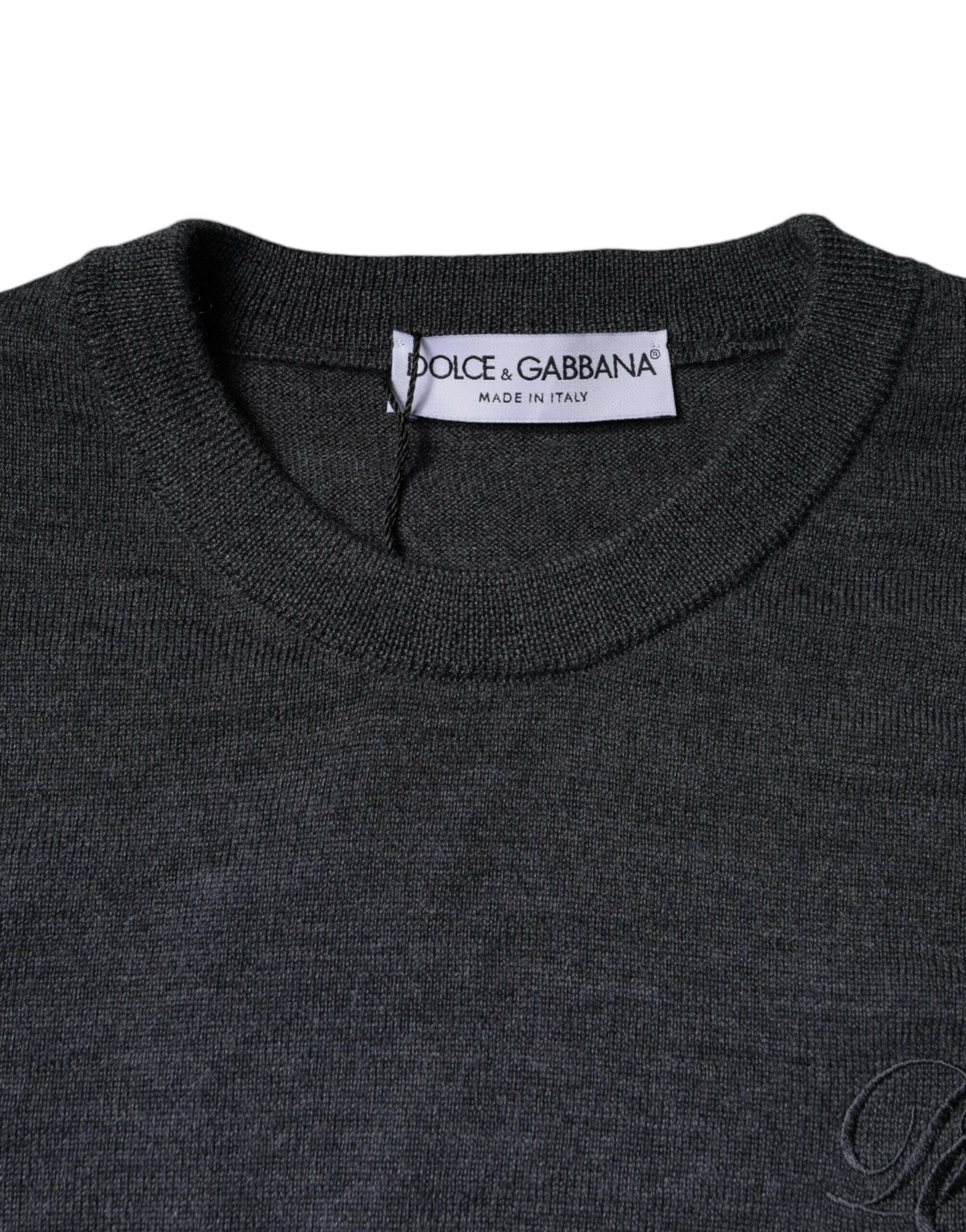 Pull ras du cou en laine gris foncé Dolce &amp; Gabbana