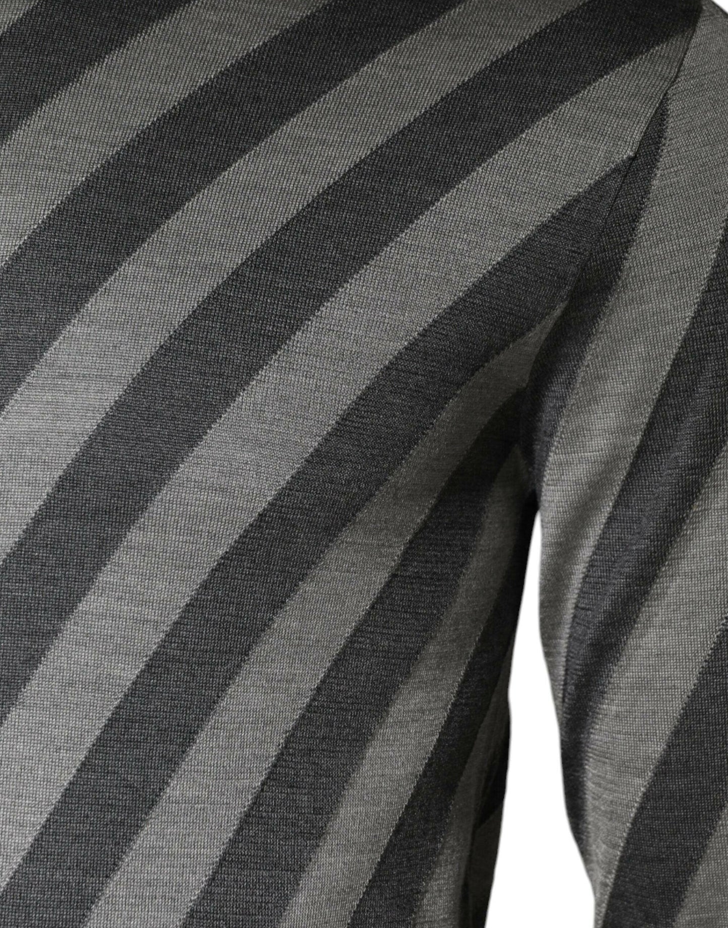 Pull col rond à manches longues et rayures grises Dolce &amp; Gabbana