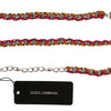 Dolce & Gabbana Red Yellow Leather Crystal Belt