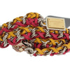 Dolce & Gabbana Red Yellow Leather Crystal Belt