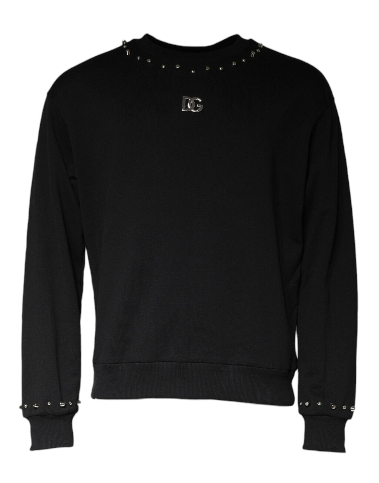 Dolce &amp; Gabbana – Schwarzes Pullover-Sweatshirt mit Logo und Nieten