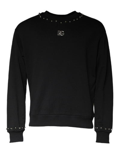 Dolce &amp; Gabbana – Schwarzes Pullover-Sweatshirt mit Logo und Nieten
