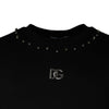 Dolce &amp; Gabbana – Schwarzes Pullover-Sweatshirt mit Logo und Nieten
