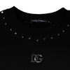 Dolce &amp; Gabbana – Schwarzes Pullover-Sweatshirt mit Logo und Nieten