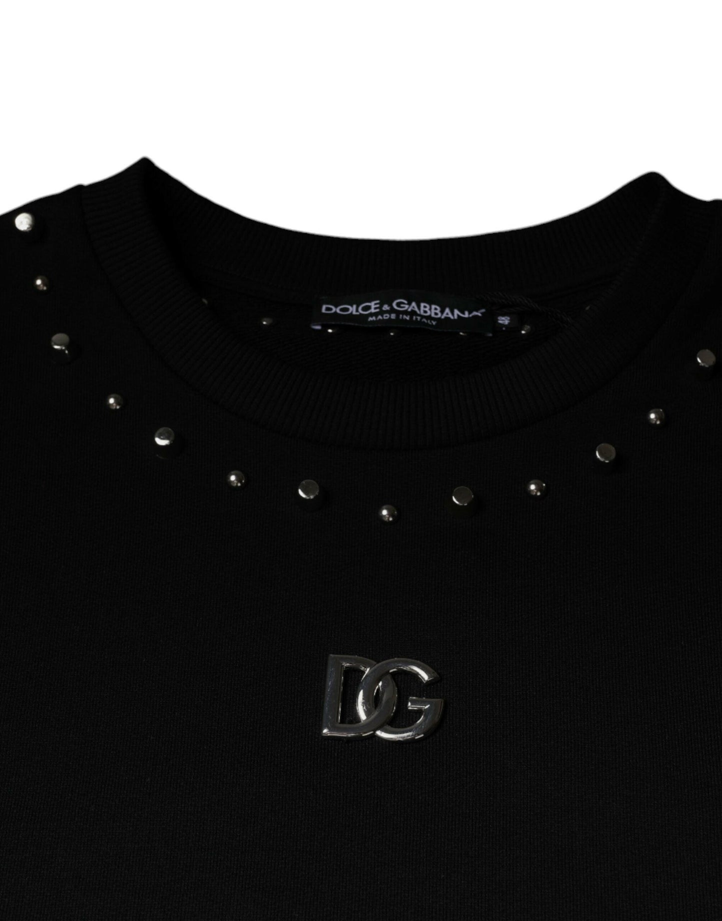 Dolce &amp; Gabbana – Schwarzes Pullover-Sweatshirt mit Logo und Nieten