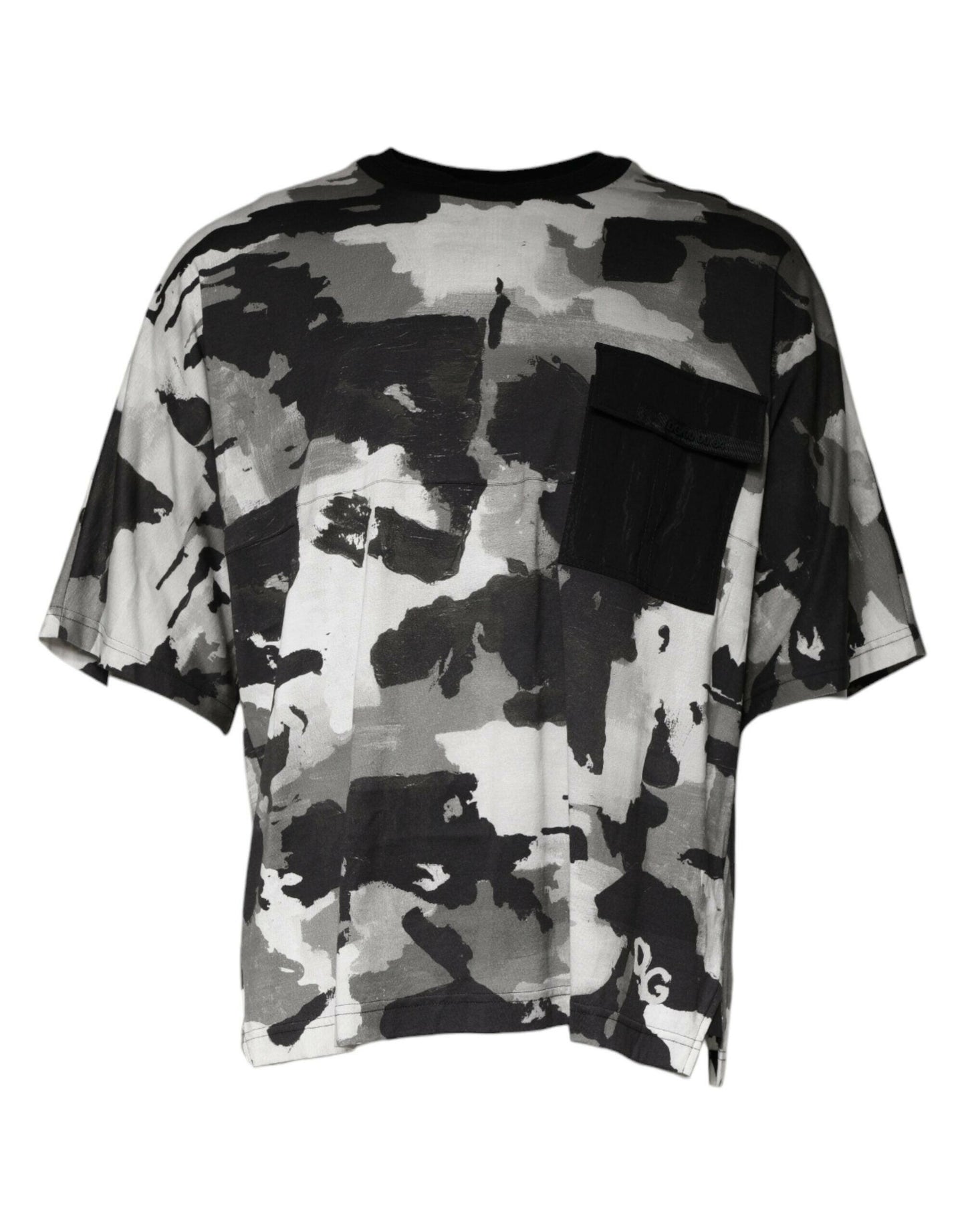 Dolce &amp; Gabbana Mehrfarbiges Camouflage-T-Shirt aus Baumwolle mit Rundhalsausschnitt