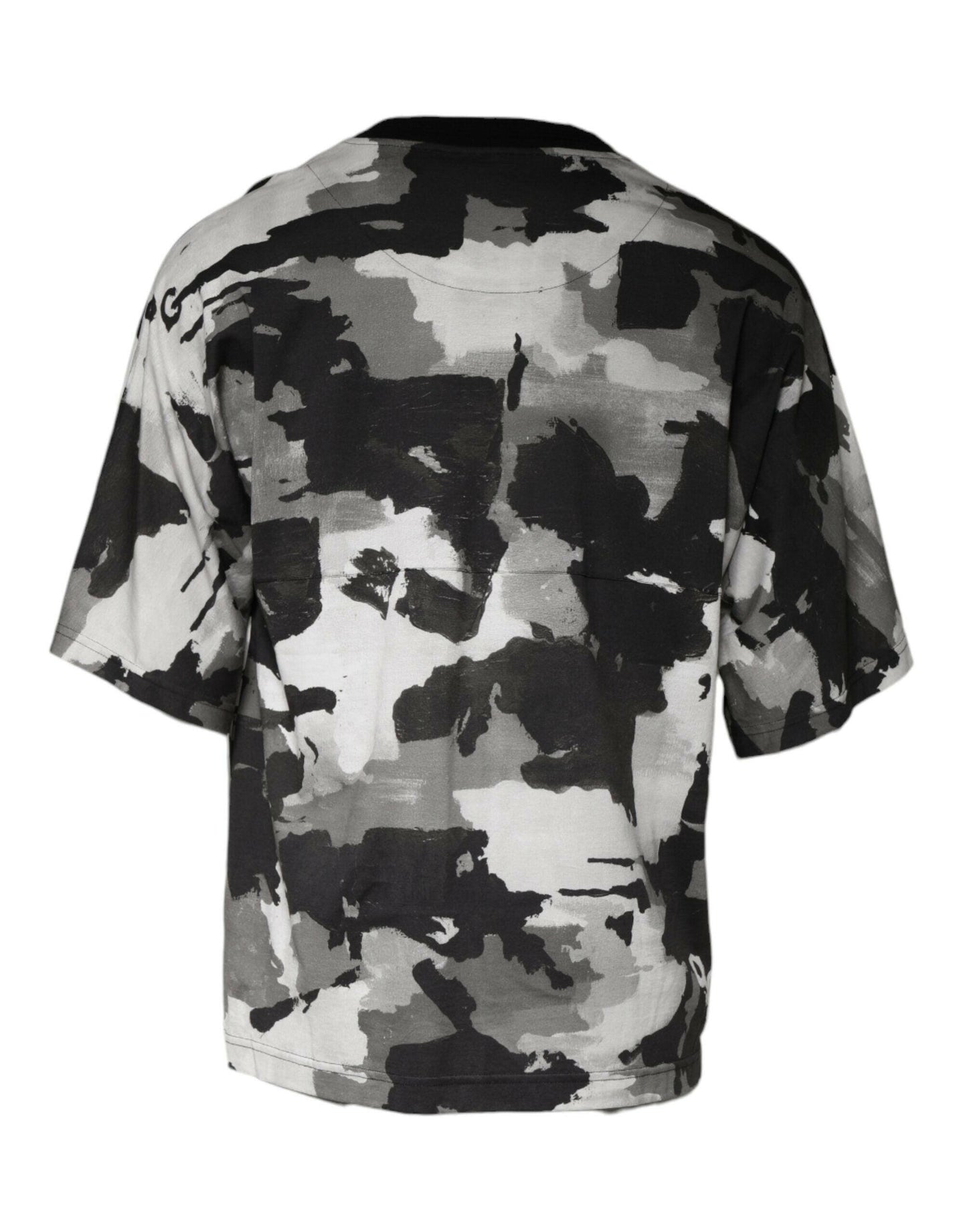 Dolce &amp; Gabbana Mehrfarbiges Camouflage-T-Shirt aus Baumwolle mit Rundhalsausschnitt