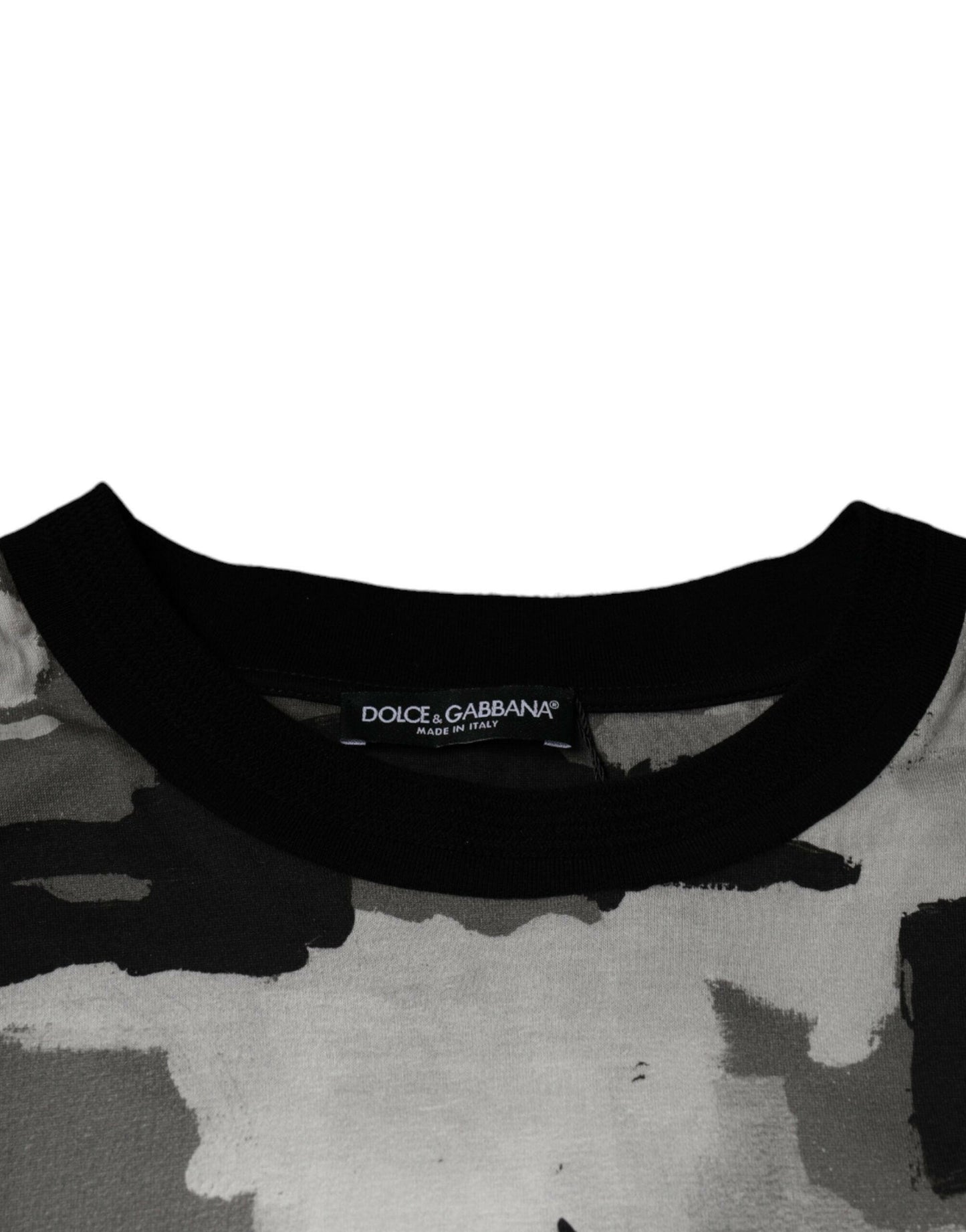 Dolce &amp; Gabbana Mehrfarbiges Camouflage-T-Shirt aus Baumwolle mit Rundhalsausschnitt
