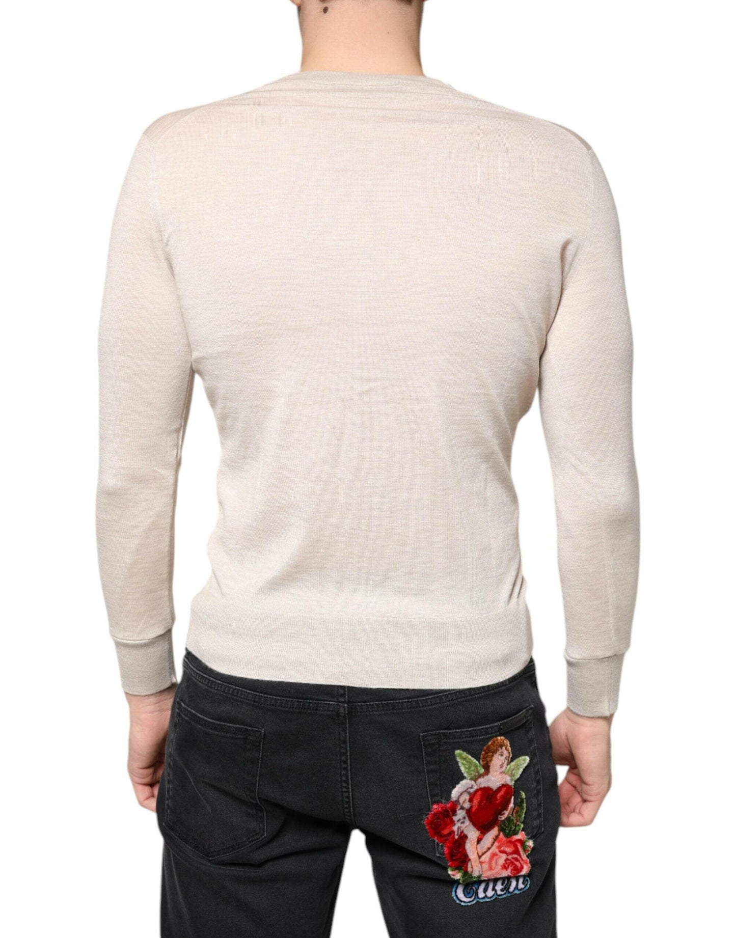 Pull cardigan boutonné en cachemire beige Dolce &amp; Gabbana
