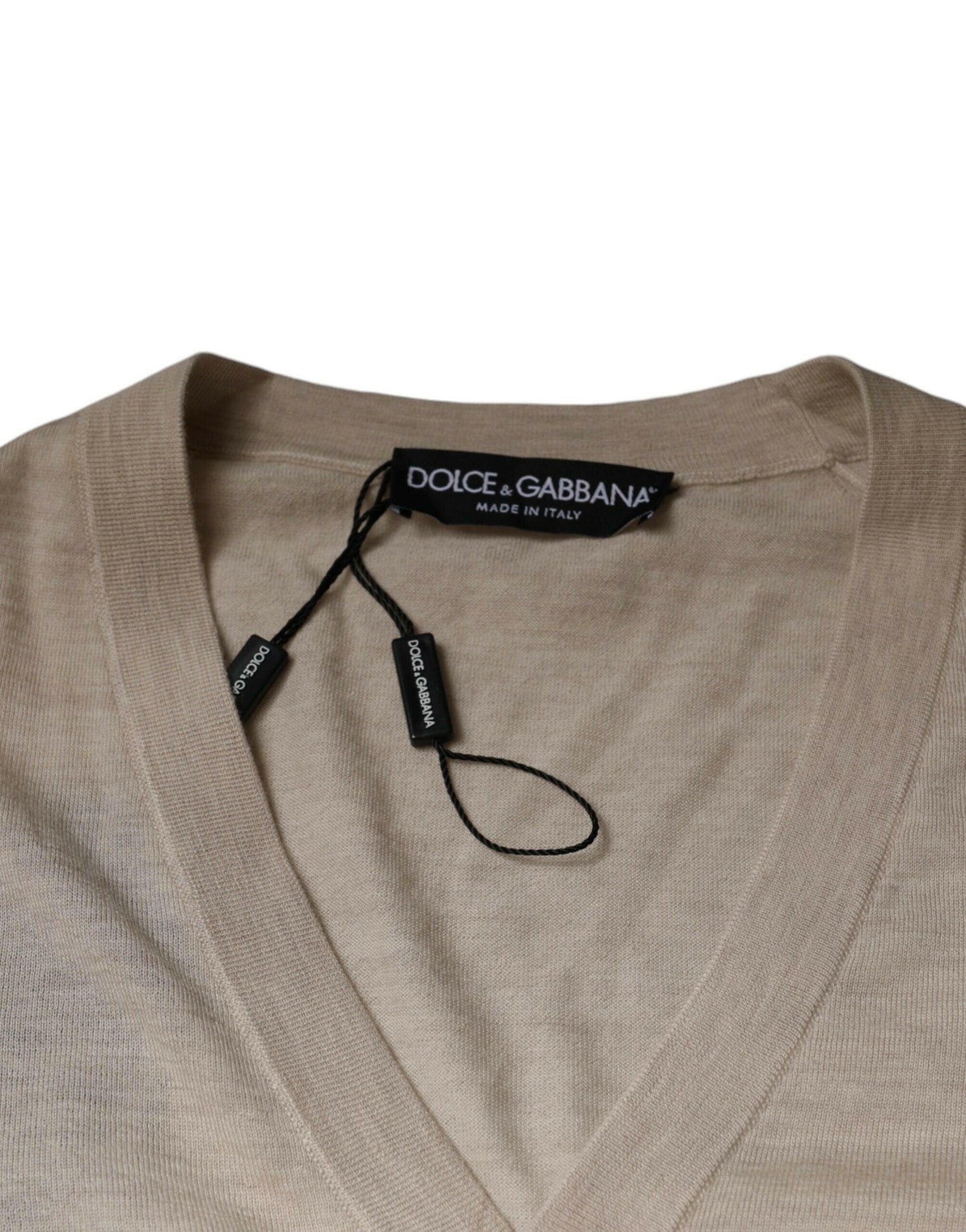 Pull cardigan boutonné en cachemire beige Dolce &amp; Gabbana