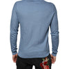 Dolce &amp; Gabbana Himmelblauer Seidenpullover mit Kragen für Herren