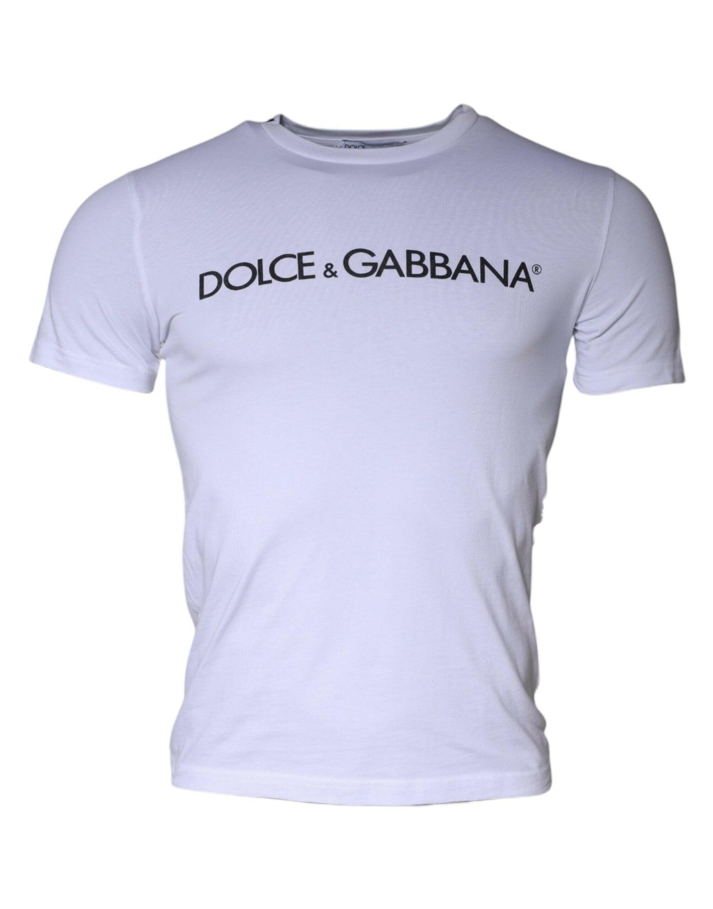 Dolce &amp; Gabbana – Weißes Baumwoll-T-Shirt mit Rundhalsausschnitt und Logo-Print