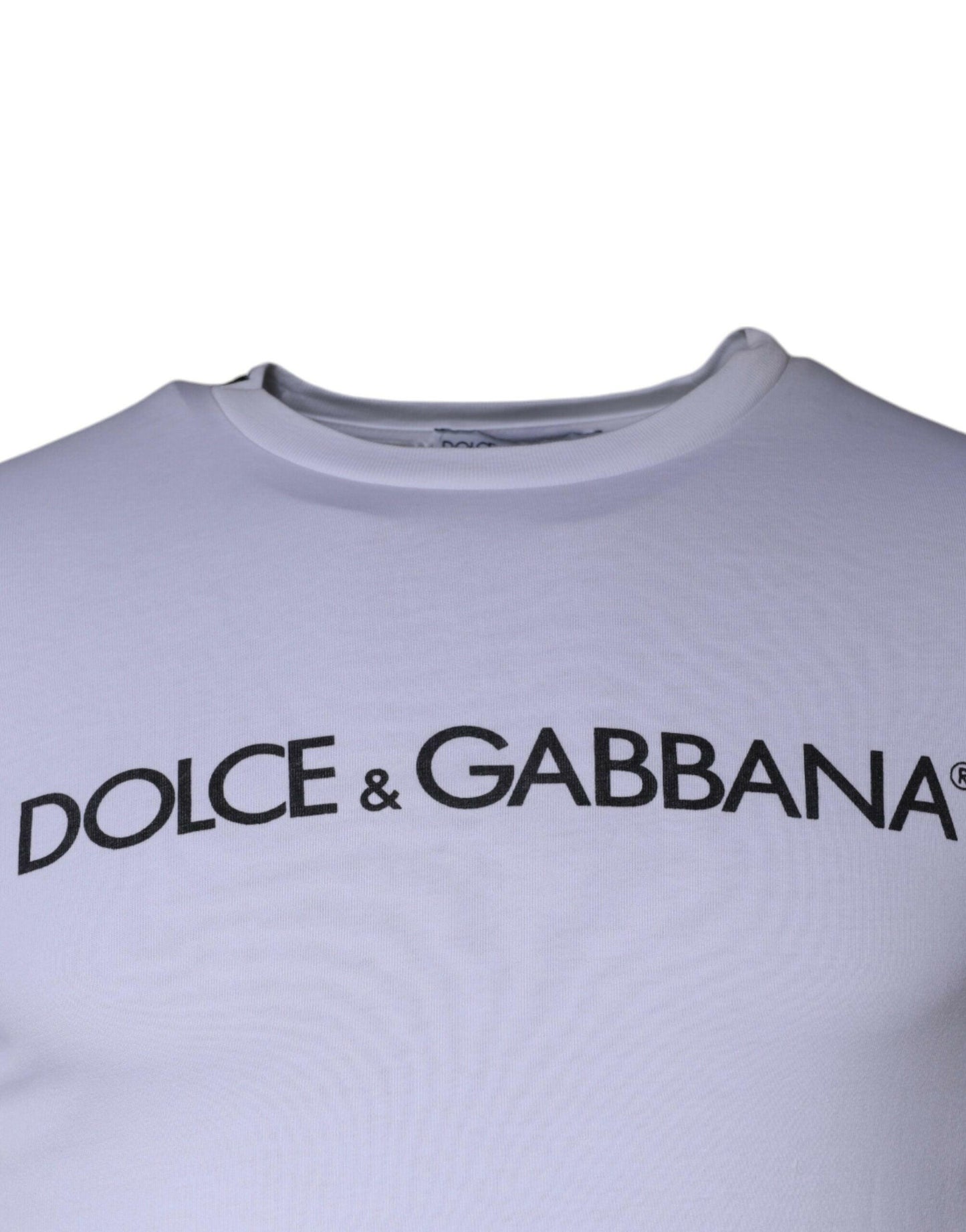 Dolce &amp; Gabbana – Weißes Baumwoll-T-Shirt mit Rundhalsausschnitt und Logo-Print