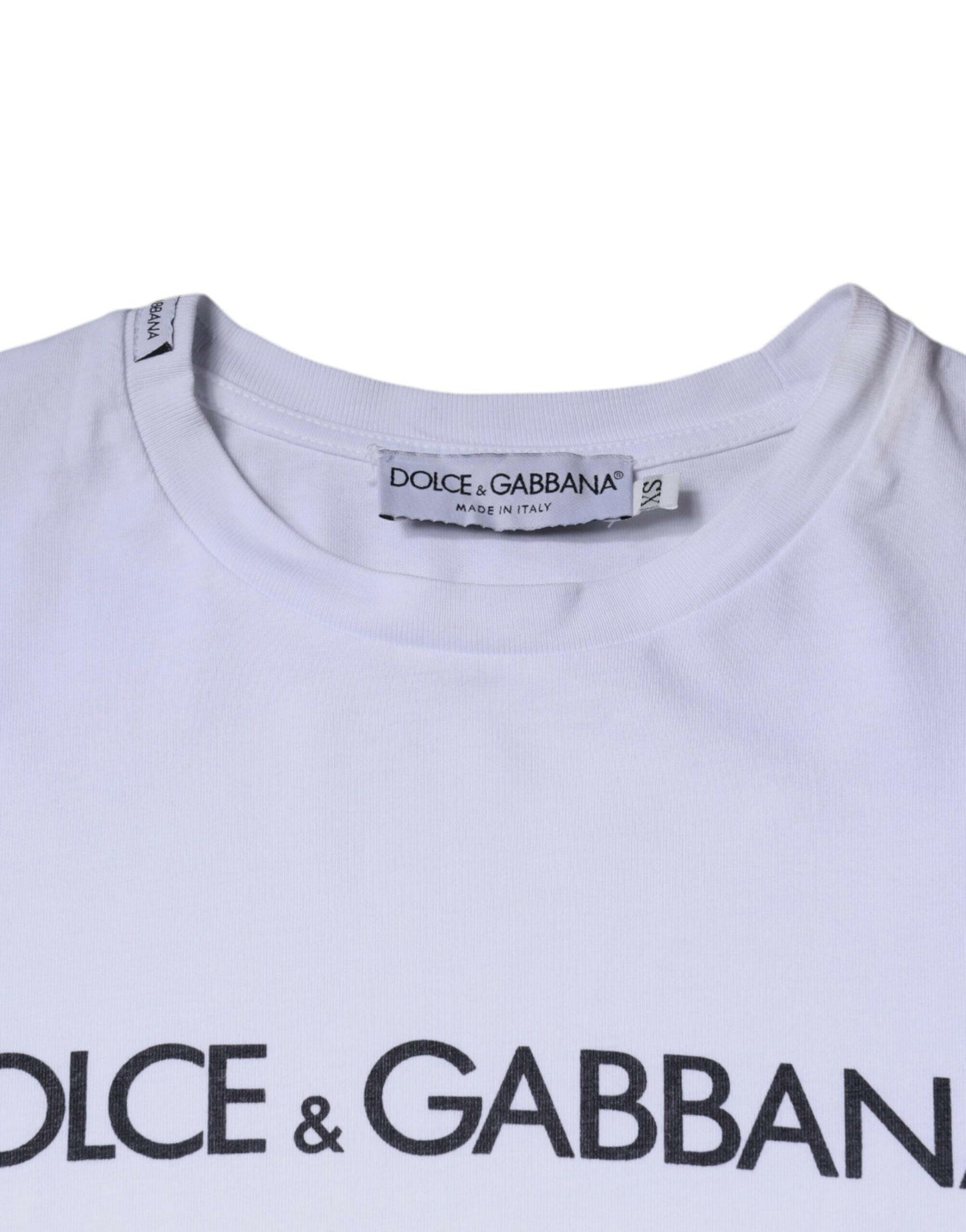 Dolce &amp; Gabbana – Weißes Baumwoll-T-Shirt mit Rundhalsausschnitt und Logo-Print
