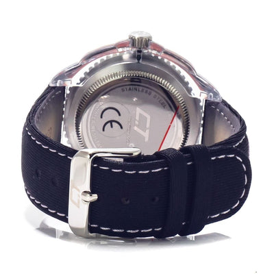 Chronotech Armbanduhr aus schwarzem Leder