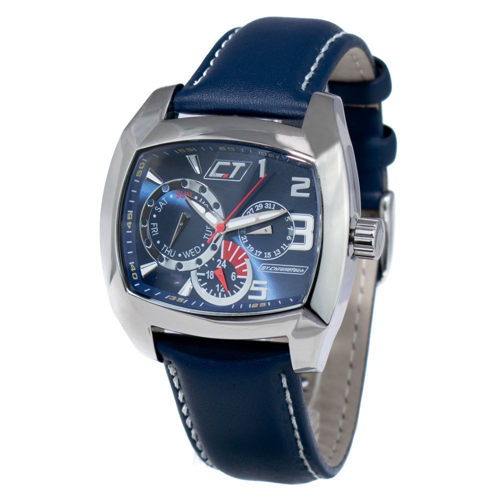 Chronotech Armbanduhr aus blauem Leder