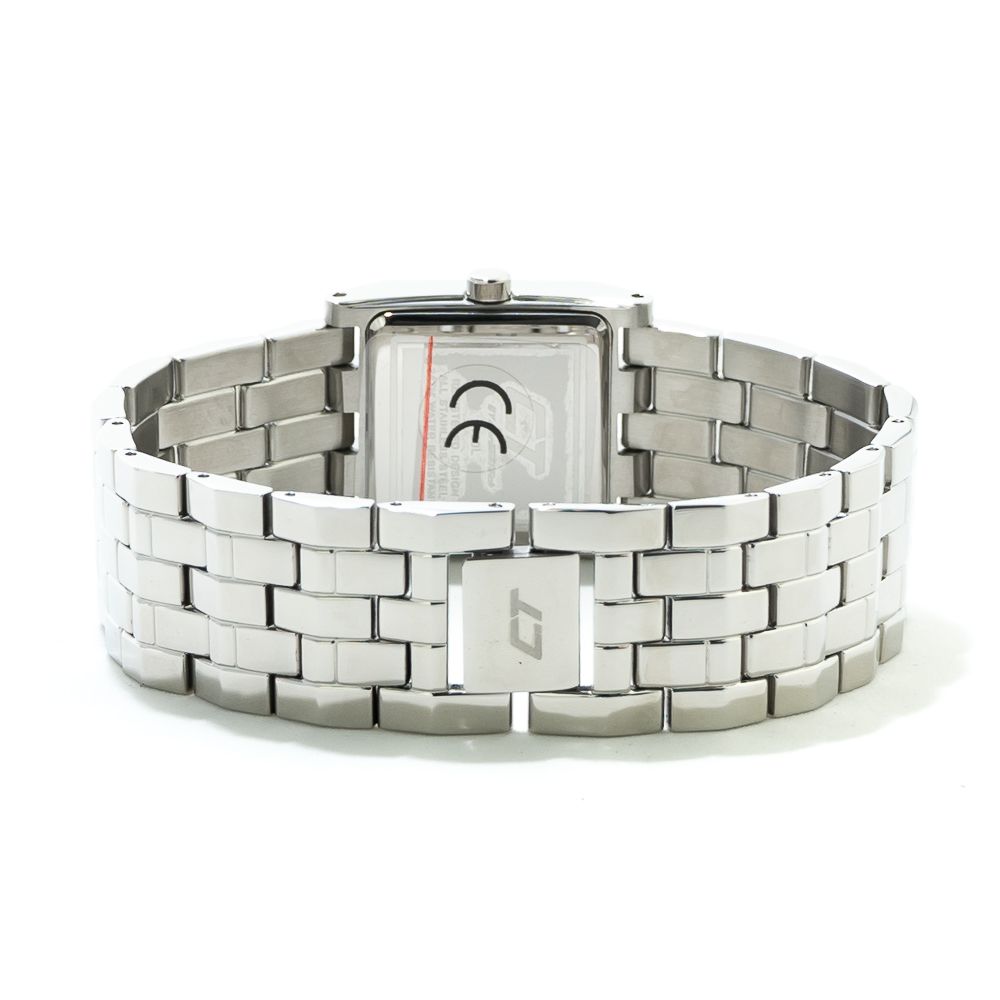 Chronotech Silberne Edelstahl-Armbanduhr