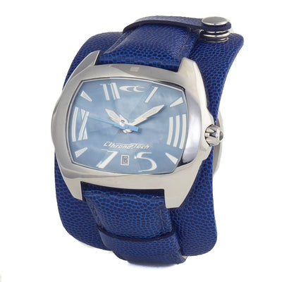 Chronotech Armbanduhr aus blauem Leder