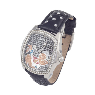 Chronotech Armbanduhr aus schwarzem Leder