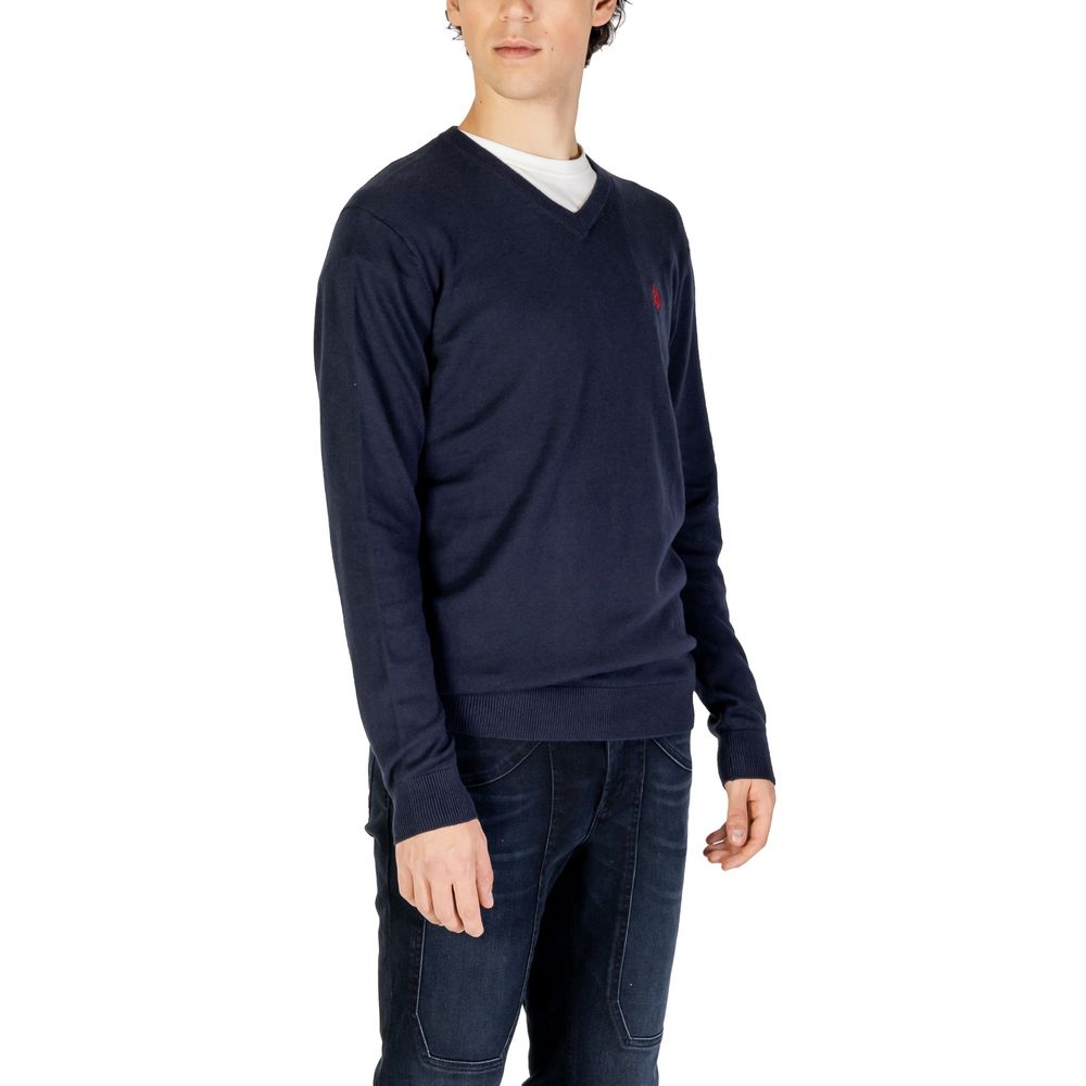 US POLO ASSN. Blauer Baumwoll-Kaschmir-Pullover