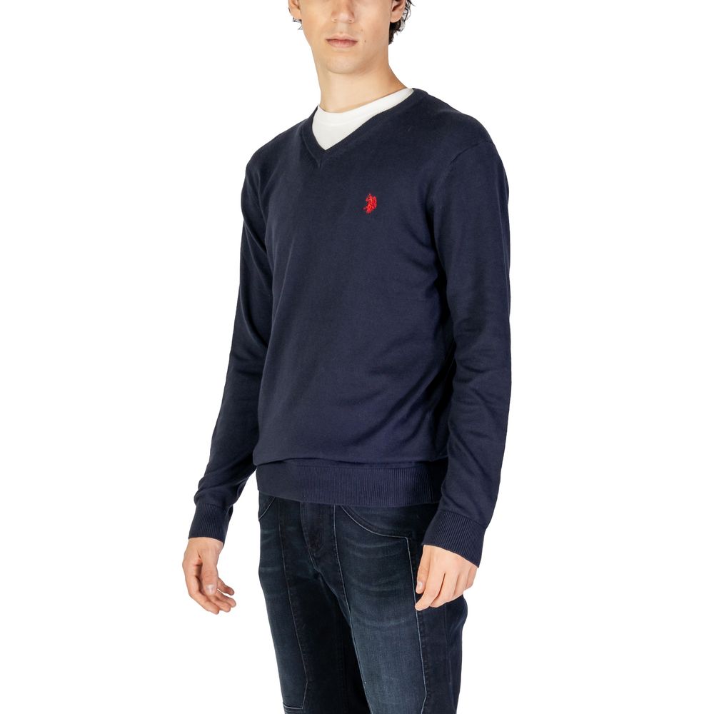 US POLO ASSN. Blauer Baumwoll-Kaschmir-Pullover