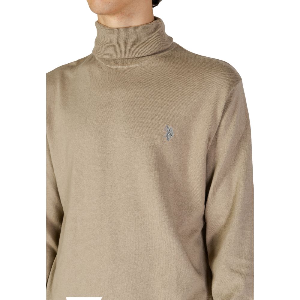 US POLO ASSN. Beigefarbener Rollkragenpullover aus Baumwolle