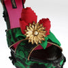 Dolce & Gabbana Green Brocade Snakeskin Roses Crystal Shoes