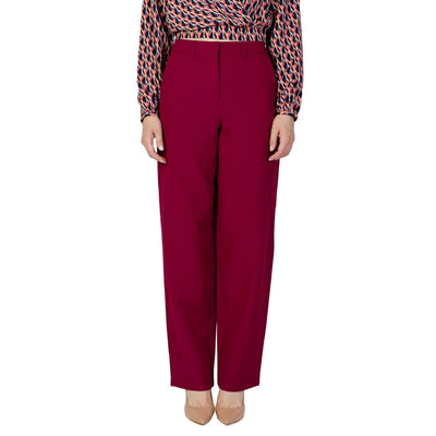 Vila Clothes Bordeaux Polyester Casual Pants