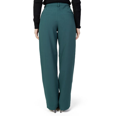 Vila Clothes Green Recycled Polyester Flared Pants