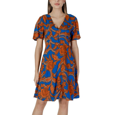 B.Young Blue Viscose Midi Dress